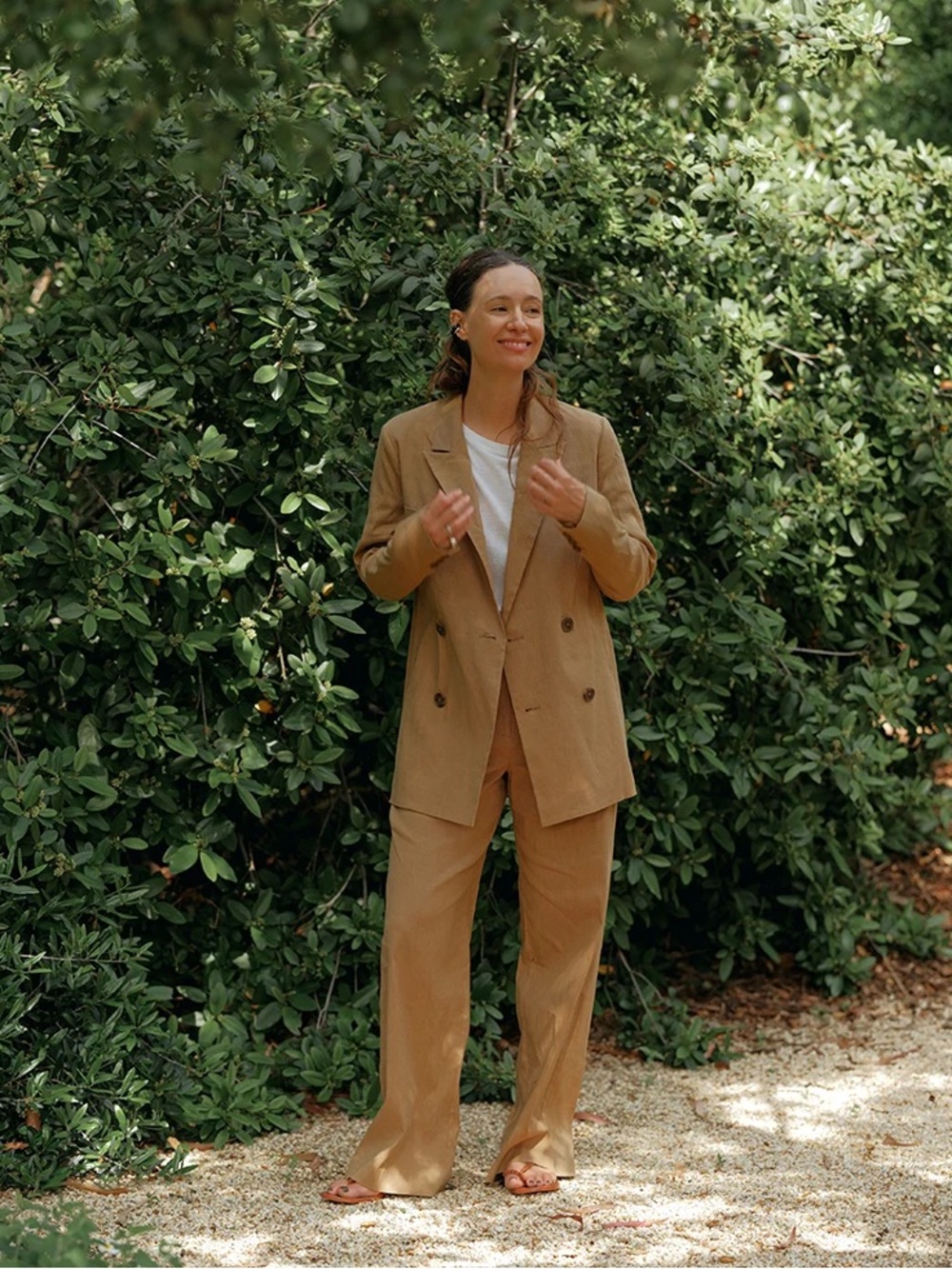 New Jenny Kayne Linen Cotton Keaton Blazer Khaki Double Breasted Office